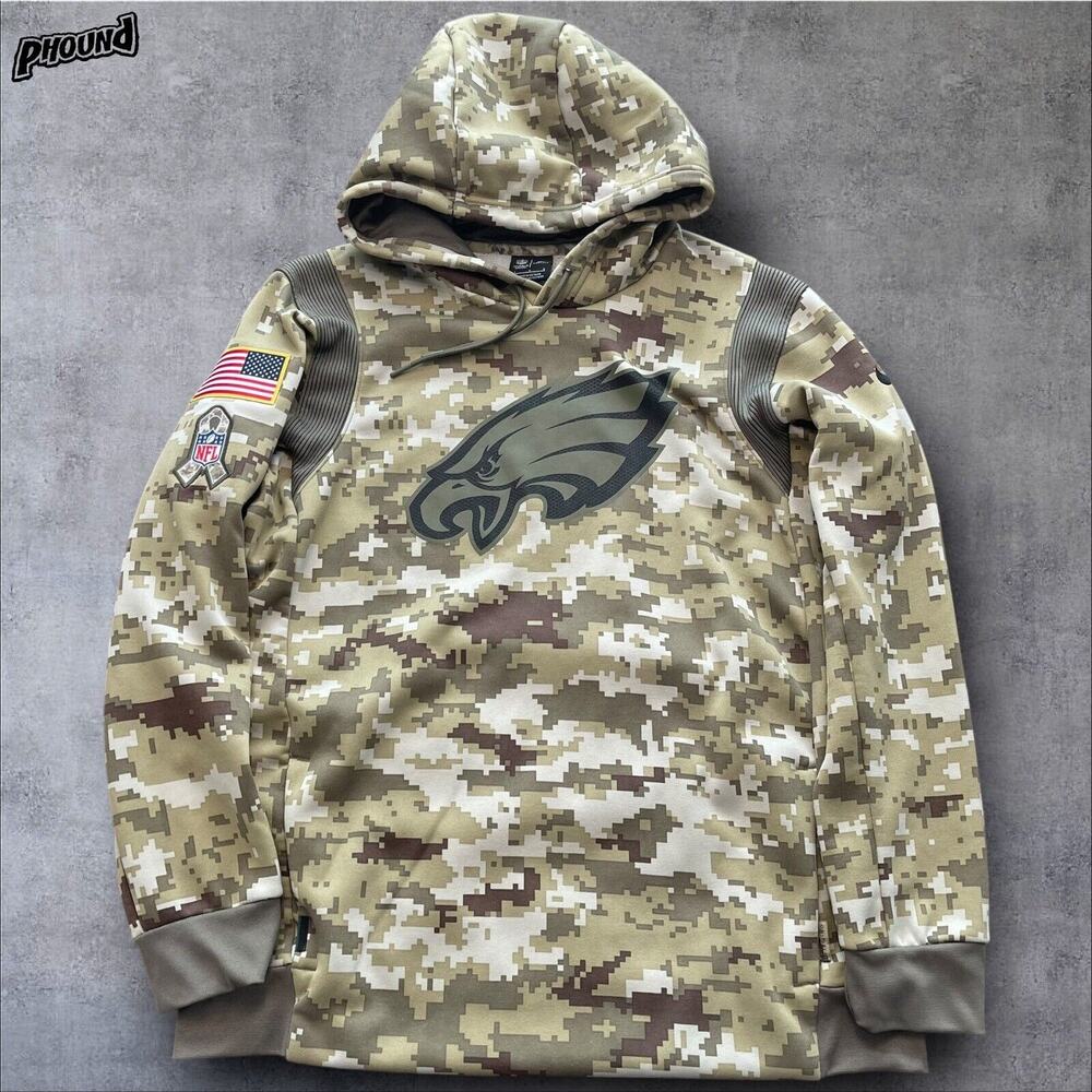 PHILADELPHIA EAGLES XL Camo Salute to Service Hoodie Pullover